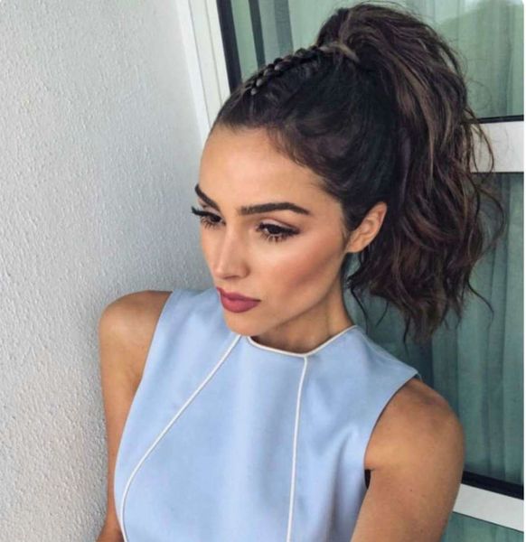 Short High Wet Wavy Ponytail Hairpiece 120g Clip In Virgin Human