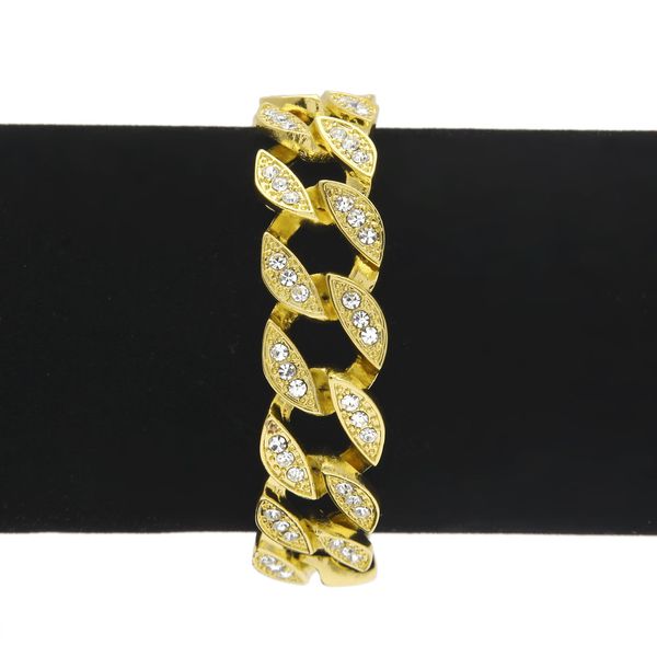 

hip hop blingbling bracelet 18k yellow gold filled iced out micro zirconnia women mens bracelet wrist chain, Black