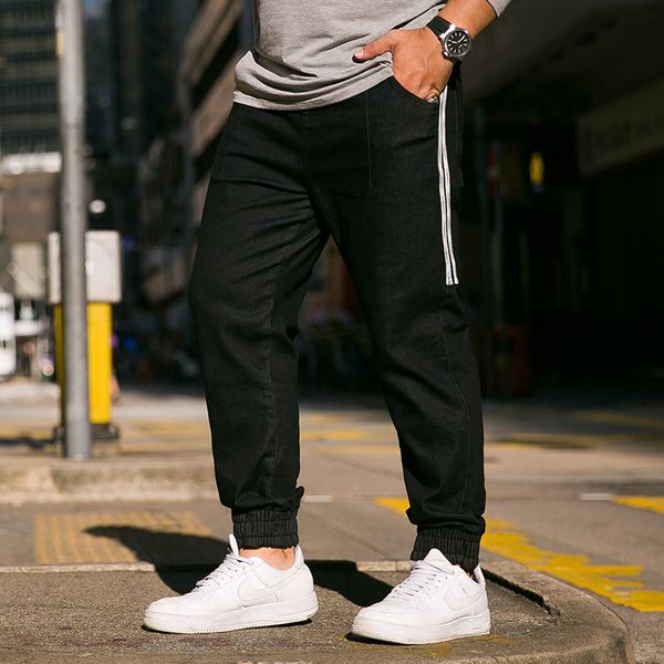 

men jeans denim pants male fashion jean pant casual brand clothing plus size s-4xl 5xl 2018 spring men's side webbing jeans pant, Blue