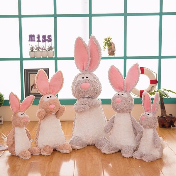 

long-eared rabbit tooth plush toy gray rabbit plush doll doll girl pillow children creative gift