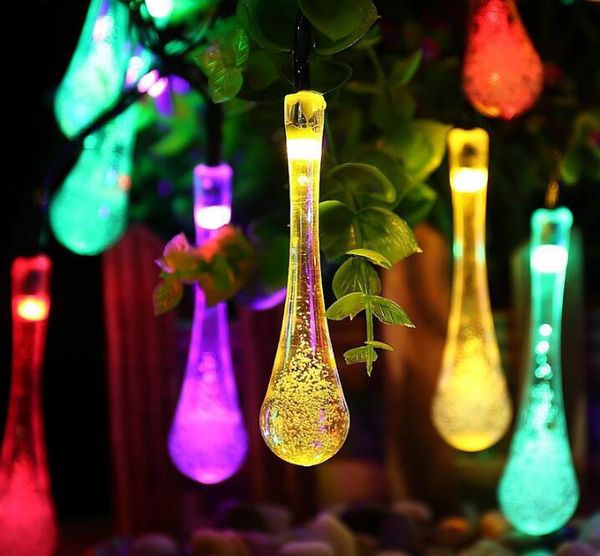 

solar string lights 30 leds waterproof 8 modes water drop fairy string outdoor lighting garden holiday paty lights decoration
