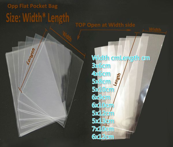 

1000pcs/lot open transparent opp flat pocket package punch cosmetic clear plastic storage bag gift packaging sizes width x length -qty