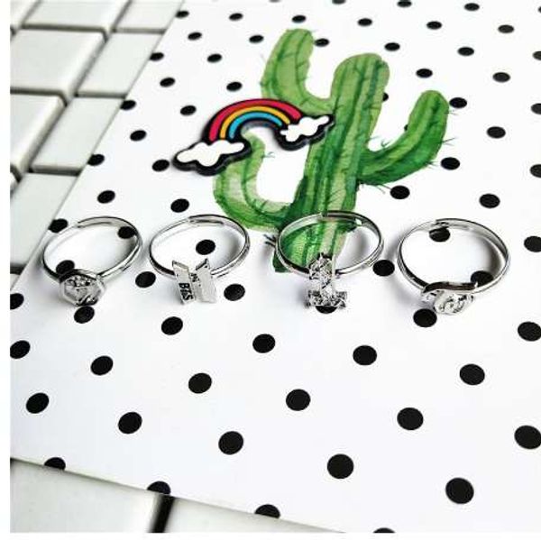 

fashion got7 wanna one twice logo rings for women fans silver color adjustable signet ring anillos mujer hip hop jewellery