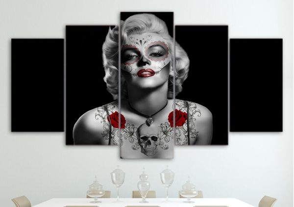 2019 Hd Printed Marilyn Monroe Tattoo Red Rose Painting Canvas