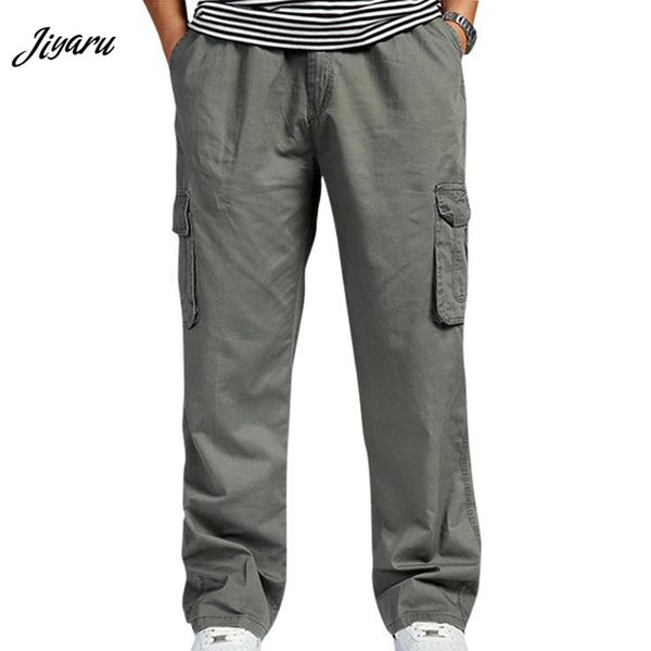 

mens casual multi pockets pants men outwear straight slacks long trousers men autumn winter pants leisure plus sizexl-6xl, Black