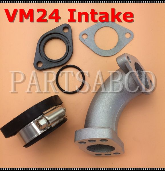 

carburetor intake adapter boot rubber pipe & vm24 manifold flange & gasket set for 150cc-250cc pit dirt bike atv quad buggy