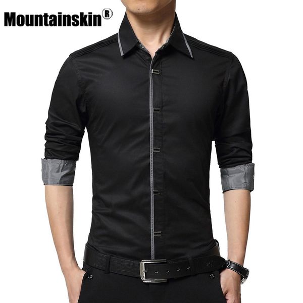 

mountainskin solid men's shirts 100% cotton 4xl long sleeve shirts men clothing business male england slim fit sa275, White;black