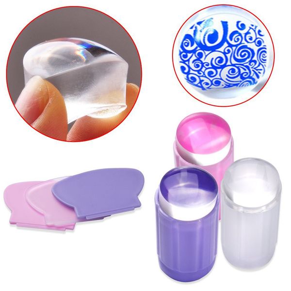 Stampo in silicone trasparente Set di raschietti per timbri per timbri in gelatina trasparente Set di strumenti per modelli di manicure per trasferimento di stampa polacca