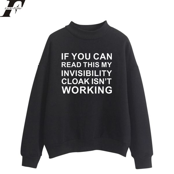 

invisible cloak kawaii oversize turtlenecks hoodies sweatshirts women/men hoodies loose casual letter sweatshirts, Black