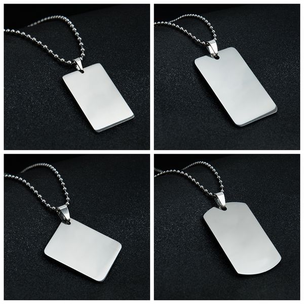 Blank Pendant Necklace Stainless Steel Dog Tag Heart Oval Shield Rectangle Shape Mirror Polish for Laser Engraving DIY Necklaces Wholesale
