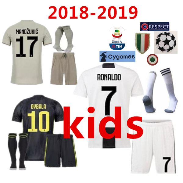 

New 2018 juventu ronaldo dybala higuain kid kit occer jer ey 18 19 juve marchi io mandzukic chiellini buffon child football hirt uniform
