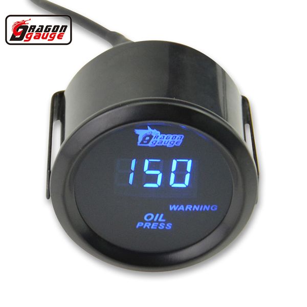 Dragon Gauge Universal 52MM Blaue LED Digitales Öldruckmessgerät Autorennen modifiziertes Messgerät mit Sensor 0-150 PSI