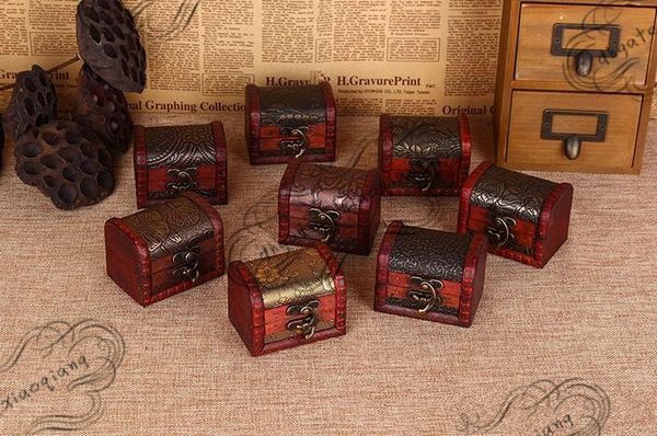 

100pcs vintage jewelry box organizer storage case mini wood flower pattern metal container handmade wooden small boxes