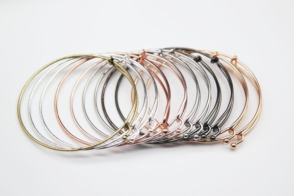 

10pcs 65mm expandable wire bangle bracelets for women&men 9 colors plated adjustable simple wiring diy bracelet making, Black