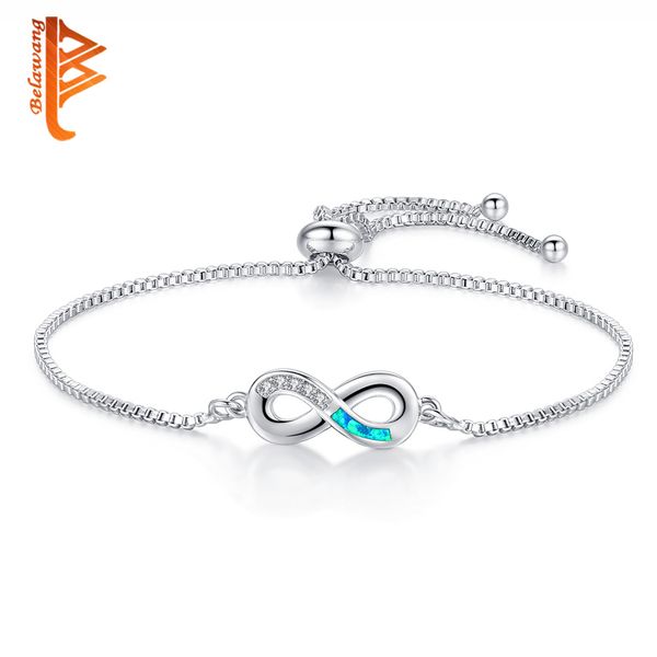 

2018 new luxury cz chain link infinity bracelets with blue opal adjustable charm bracelets & bangles for women fashion jewelry, Black