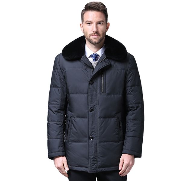 

2018 winter new middle-aged down jacket men's long section large size thick middle-aged dad wear winter coat xd602, Black