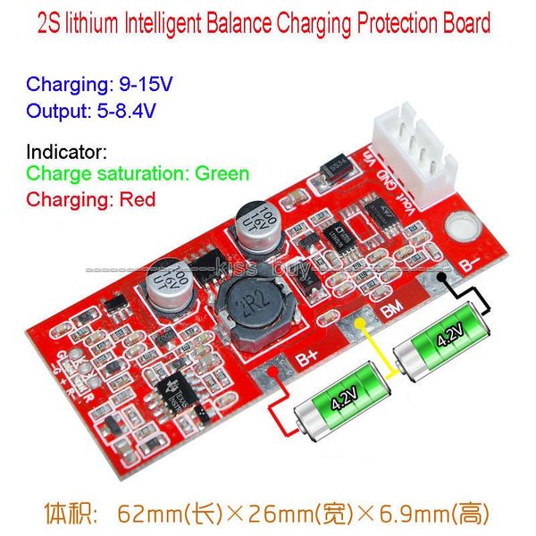 Freeshipping Intelligent Balance Placa de Proteção de Carregamento 2 S Packs 18650 sistemas de geração de energia de carregamento de painel solar por satélite de lítio