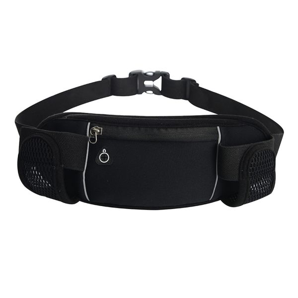 

running waist pack women men elastic reflective waterproof zipper phone case pouch holder gym bag for 2 water bottles