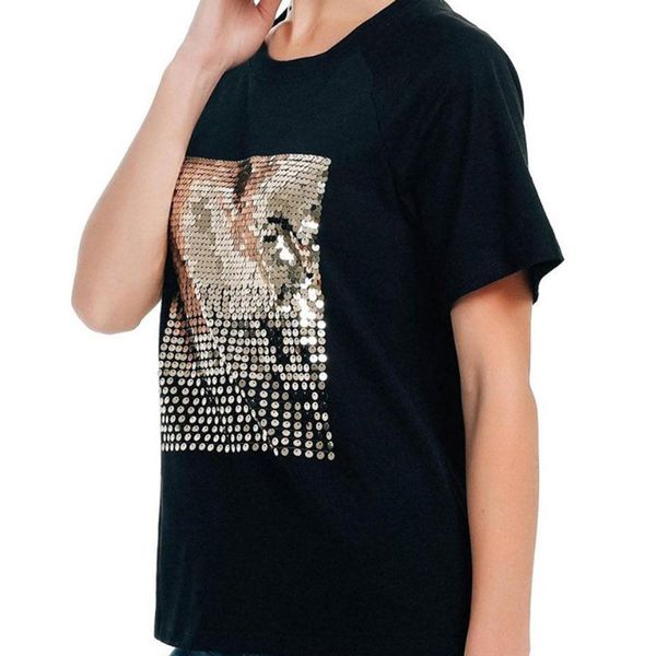 

yjsfg house new fashion women t-shirts summer casual sequined short sleeve shirt t-shirt o-neck cotton white ear thin