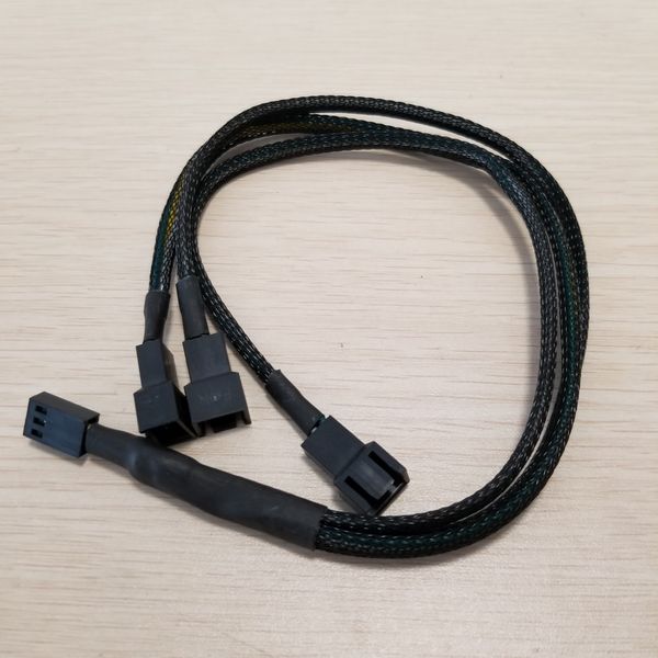 

motherboard internal 3pin female cooling fan port 1 to 3 parallel link splitter power sleeved cable 22awg wire 30cm