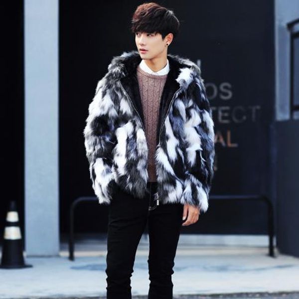 Мужское кожаное пальто из искусственной кожи больших размеров, зимняя трикотажная одежда, шубы, куртки с длинными рукавами из искусственного меха с капюшоном