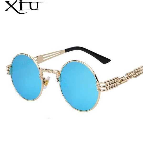 

xiu vintage mirror fashion uv400 punk metal round sunglass women glasses sunglasses lens oculos men oowte, White;black