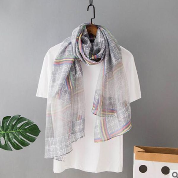 

silk scarf plaid velvet scarf han version of autumn and winter together with embroidery shawl european and american classic, Blue;gray