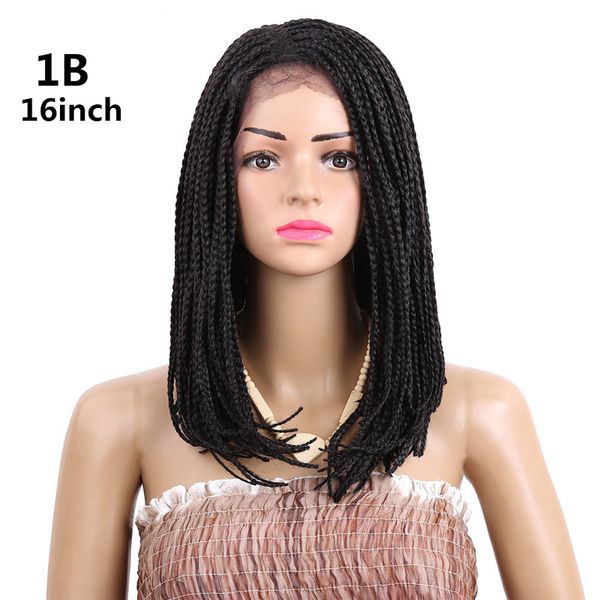 3x Box Braid Crochet Lace Frontal Wig Ombre Synthetic Wigs Bob Hairstyle Braided Frontal Lace Wigs With Bady Hair Small Wig Cap Silicone Wig Cap From