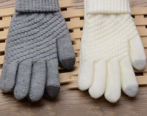 

gloves for women gloves girl female stretch knit gloves mittens winter warm accessories wool guantes magic touch screen senso, Blue;gray