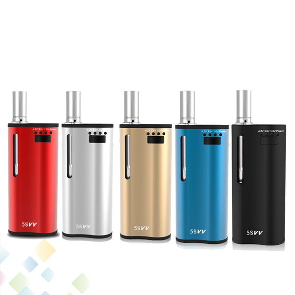 

Authentic Mjtech 5S VV Vaporizer Starter Kits 2 in 1 650mah Preheat Battery Wax Thick Oil Cartridge Box Mod Vape Kit DHL Free