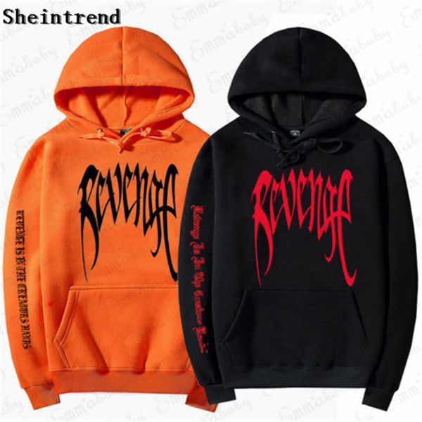 

sheintrend 2018 autumn winter sweatshirts new men cool revenge letter long sleeve gothic hand print hoodies pullover sweatshirts, Black