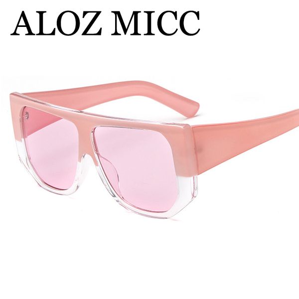 

aloz micc квадратные солнцезащитные очки женщины мужчины 2018 марка дизайнер биг рамка с плоским верхом ретро очки женские oculos uv400 a547, White;black