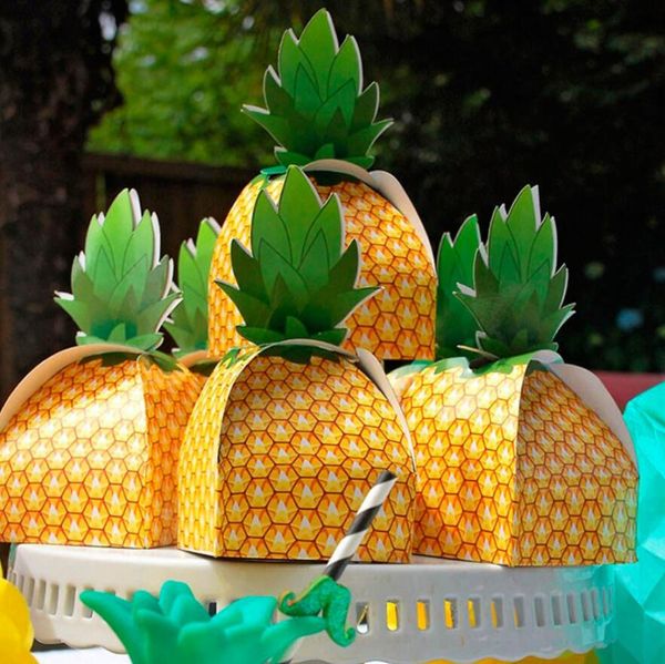 Yeni Tasarım 100 adet Lazer Kesim Ananas Şeker Kutusu Çikolata Kutuları Için Kurdele Ile Düğün Parti Bebek Duş Iyilik Hediye