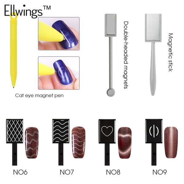 

ellwings strong double-headed magnet stick for cat eyes gel nail polish tool art varnish tips builder magnetic designer, Red;pink