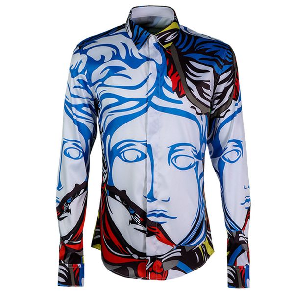 

2018 новый мужчины повседневная рубашка с длинным рукавом печатных плюс размер 3XL 4X