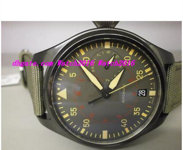 

luxury wristwatch 46mm black dial green nylon starp quartz chronograph ceramic 3880-02 fashion mens watch men's watches, Slivery;brown