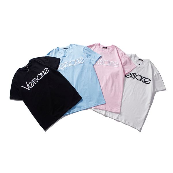 

2018 Fashion V-Sace Lou V Letter Printed Men Tops Tees Casual Short Sleeve O Neck T-Shirt Women Summer Cotton Tee Shirts Size S- XXL