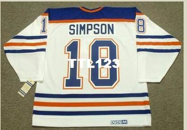 

men #18 craig simpson edmonton oilers 1990 ccm vintage home hockey jersey or custom any name or number retro jersey, Black;red