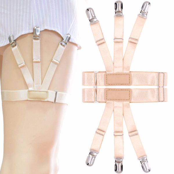 

men shirt stays garters elastic tirantes adjustable slip brace shirt holder crease resistance belt stirrup suspenders, Black;white