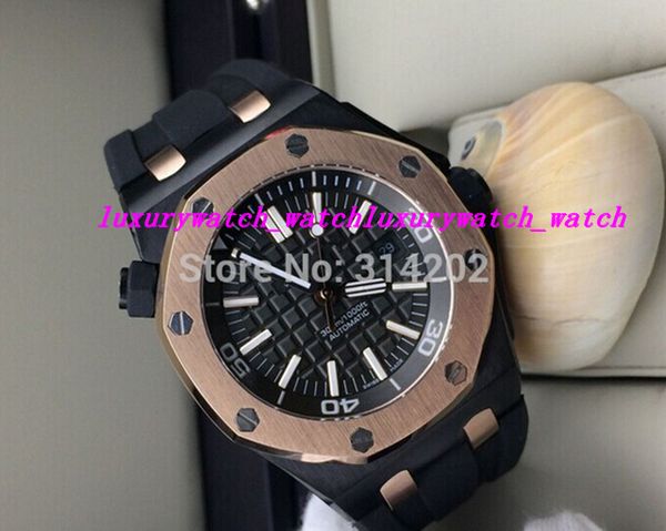 

luxury watches 2018 new arrival black rubber bracelet 3-pin black dial automatic mechanical men's watches wristwatch, Slivery;brown