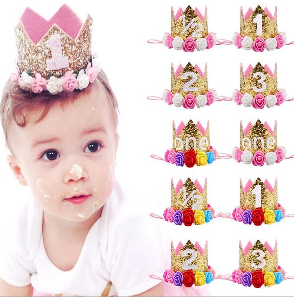 Crianças Flor Coroa Faixa de Cabelo Digital Baby Birthday Party Show Foto Cocar Infantil Headbands Acessórios Para o Cabelo