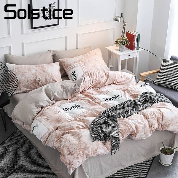 

solstice home textile beige marble texture bedding set teen boy girl bedclothes duvet cover pillowcase bed sheet king full