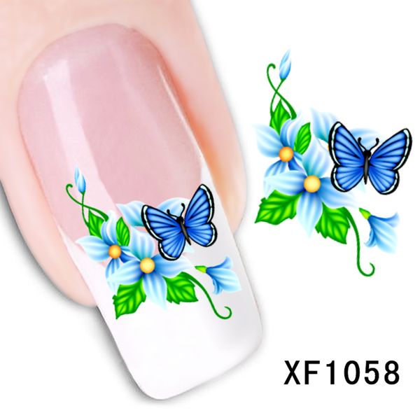 

nail art 1 pc xf1050-xf1059 various flowers design water transfer decals sticker for beauty nails diy decorations nail stickers, Black