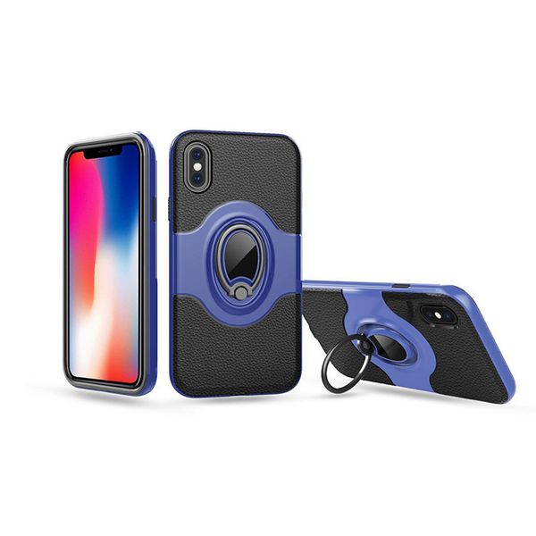 

2018 litchi grain tpu+pc hybrid case for iphone 7 bracket case shockproof armor case for samsung s9 bag shell