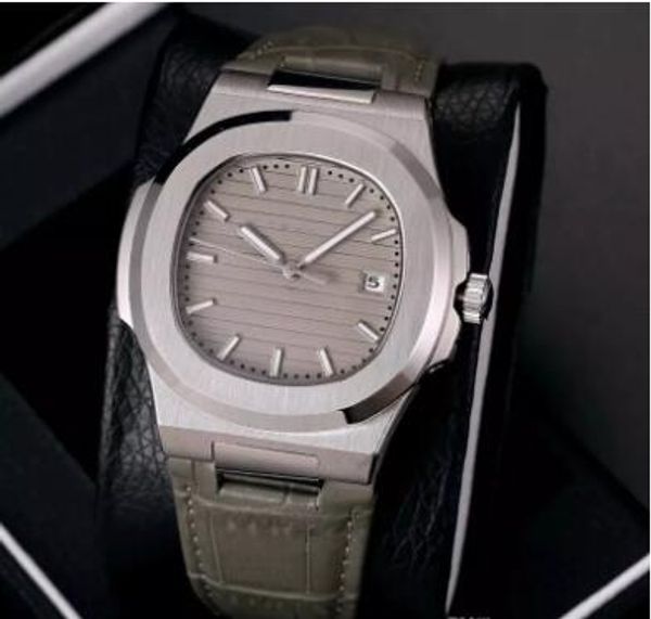 

luxury watch leather band automatic mechanical watch blue dial stainless steel nautilus men mens watch watches 85879, Slivery;brown