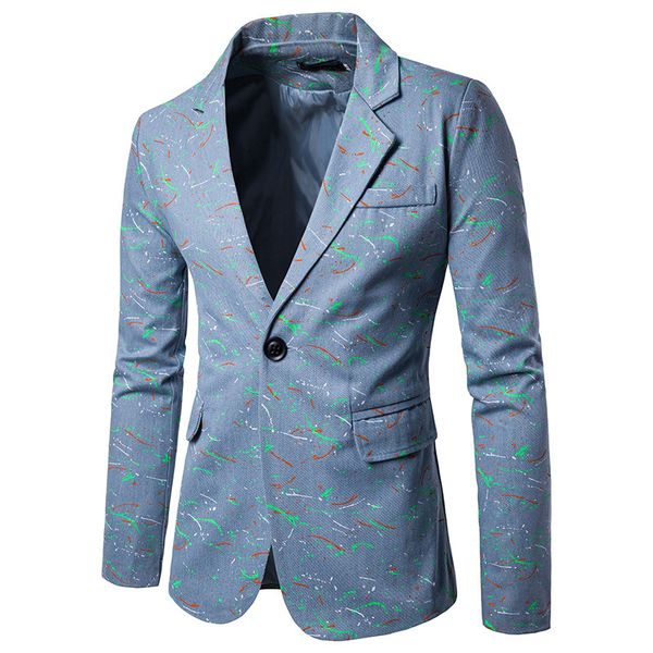 

new trend blazer men 2018 fashion print mens blazers casual slim fit single button blazer hombre autumn winter male suit jacket, White;black
