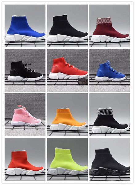 

New Knit Speed Mid High Infant Sneaker Kids Running shoes Children sports shoes girls and boys shoes Knitted Socks Trainer