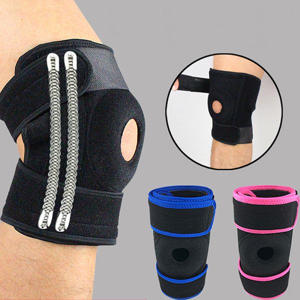 

adjustable knee support pad patella knee support brace protector arthritis knee joint leg hinged kneepad compression sleeve hole wholesale, Black;gray