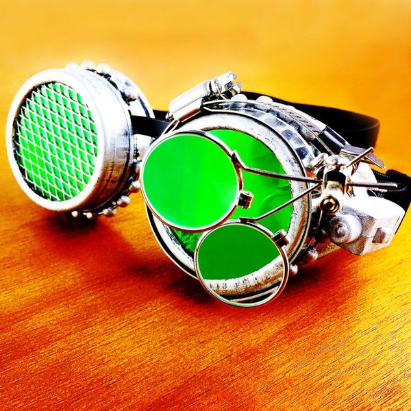 

retro round punk sunglasses men/women nail green lens sun glasses for halloween prop cosplay party vintage eyewear, White;black