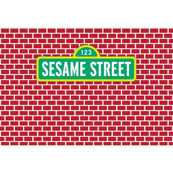 Dark Red Brick Wall Sesam Street Hintergrund für Fotografie Baby Kinder Kinder Cartoon Geburtstag Party Photo Booth Hintergrund